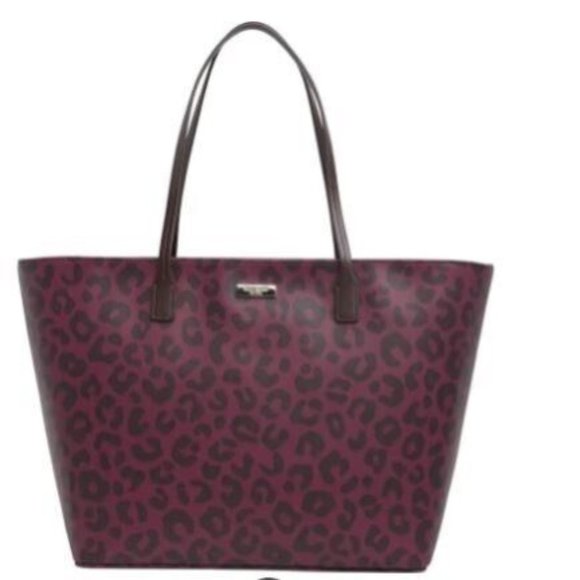 NWT Kate Spade Shore Street Margareta Purple Black Leopard Tote - Picture 1 of 3